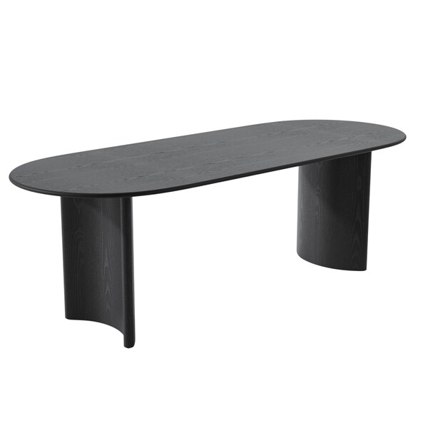 Homeroots 67" Black Solid Wood Double Pedestal Base Oval Dining Table 721141 - main