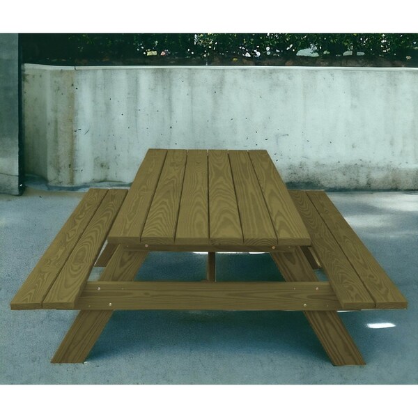 Homeroots 94" Green Solid Wood Outdoor Picnic Table 524998 - main