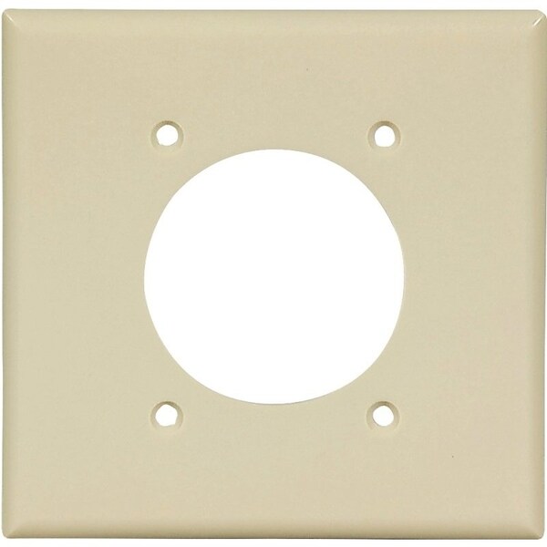 Eaton Wiring Devices Power Outlet Wallplate, 4-1/2 in L, 4-9/16 in W, 2 -Gang, Thermoset, Ivory 2168V-BOX - main