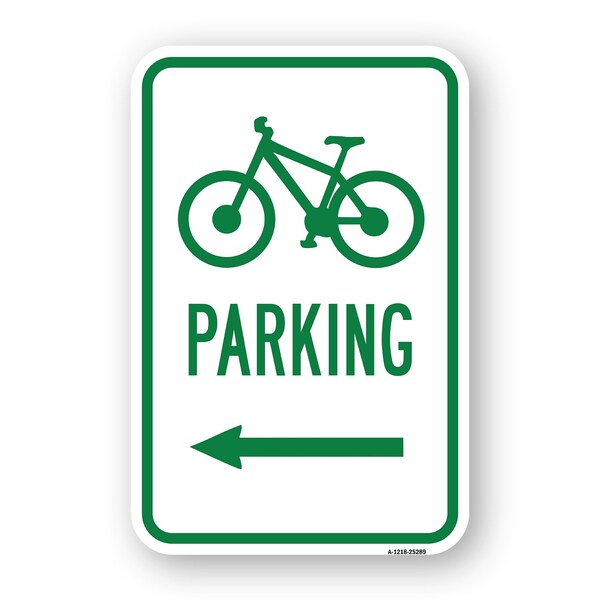 Signmission Bicycle Parking With Left Arrow, Heavy-Gauge Aluminum, 18" x 24", A-1824-25289 A-1824-25289 - main