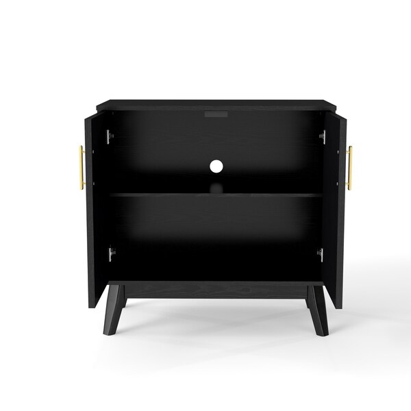Homeroots 32in Black Wood Accent Cabinet 691679 - main