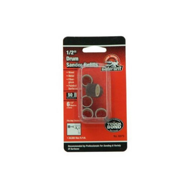 Ali Gator 6073 Sanding Drum Sleeve, 1/2 in Dia Drum, 1/2 in L Drum, 50 Grit, Coarse, Aluminum Oxide Abrasive 6073GA - main