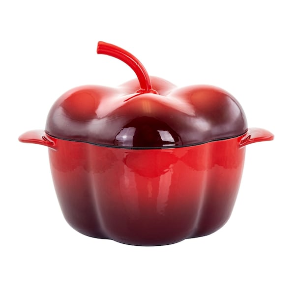 Megachef Pepper Shaped 3 Quart Enameled Cast Iron Casserole in Red MG-CP23AR - main