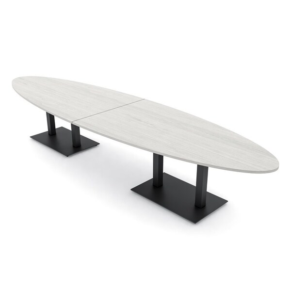 Skutchi Designs Oval Conference Table With Power, 48 in W, 168 in L, Ivory HAR-OVL-48X168-DOU.BK-K458-NA - main