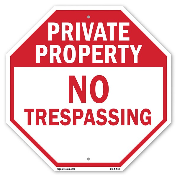 Signmission Private Property No Trespassing, 10 Inch X 10 Inch, Aluminum Metal Signs OC-A-10-142 - main