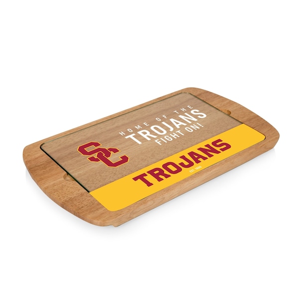 Picnic Time Family Of Brands NCAA USC Trojans Billboard Glass Top Cheese Board - Charcuterie Boards, Parawood 911-01-505-094-0 - main