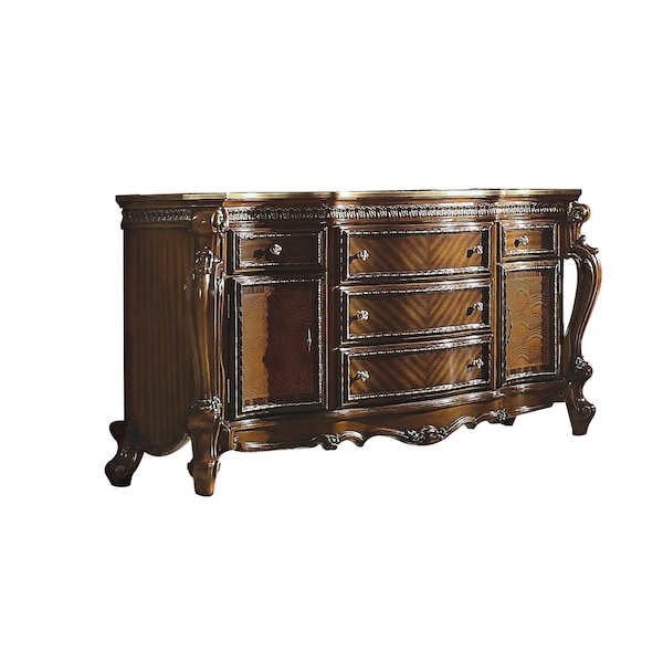 Homeroots 69" Brown Solid and Manufactured Wood Five Drawer Triple Dresser 490483 - main