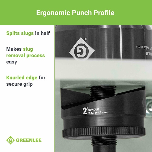 Greenlee Slug-Buster Knockout Punch Kit w/ Hex Ratchet Wrench, 1/2