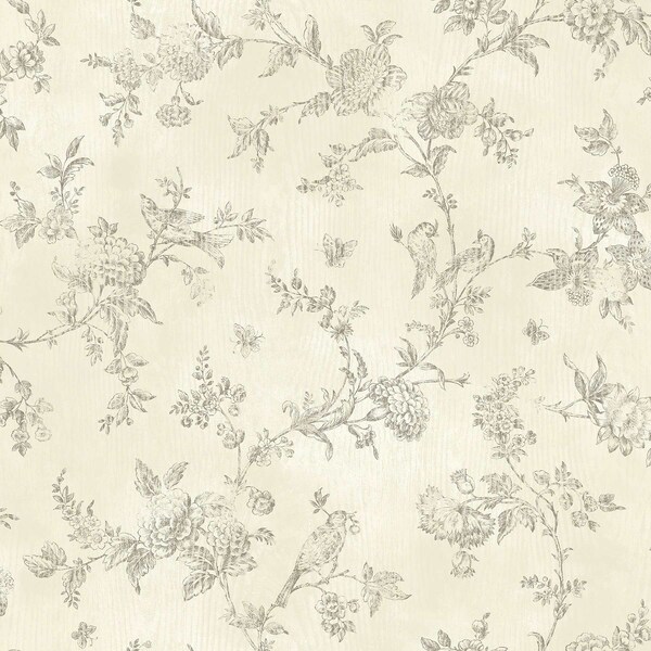 Brewster French Nightingale Cream Trail Wallpaper 2904-02193 - main