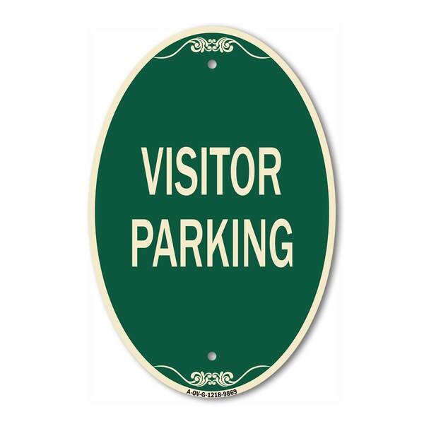 Signmission Visitor Parking, 12 Inch X 18 Inch Architectural Oval, Heavy Gauge Aluminum A-OV-G-1218-9869 - main
