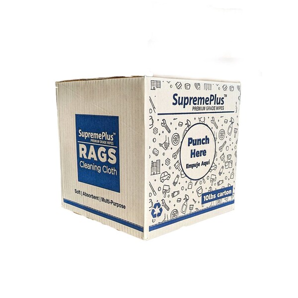 Supremeplus New Blue Huck Towels Cleaning Rags, 10 lbs. Box SP-3845 - main