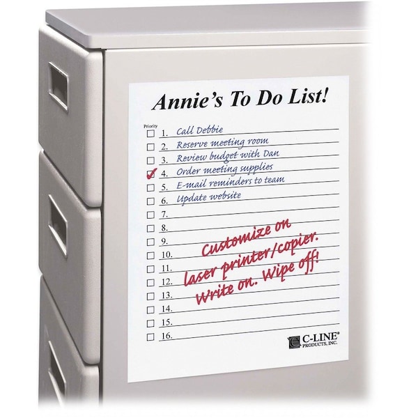 C-Line Products C-Line Peel and Stick Dry Erase Sheets, 8 1/2 x 11, White, 25 Sheets/Box 57911 - main
