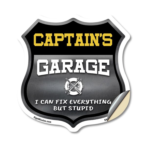 Signmission Captain's Garage I Can Fix Everything But Stupid, 12 Inch X 12 Inch, Vinyl Decal SHI-D-12-490-CAPTAIN - main