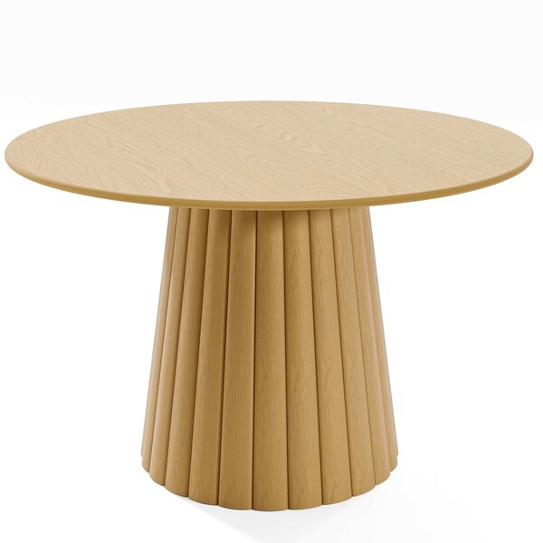 Homeroots 46" Brown Solid Wood Pedestal Base Round Top Dining Table 721007 - main
