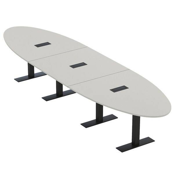 Skutchi Designs 14 Person Conference Table With Power Unit | 16' Oval Table | Harmony Series HAR-OVL-48X192-T.BK-U779-EBLK - main