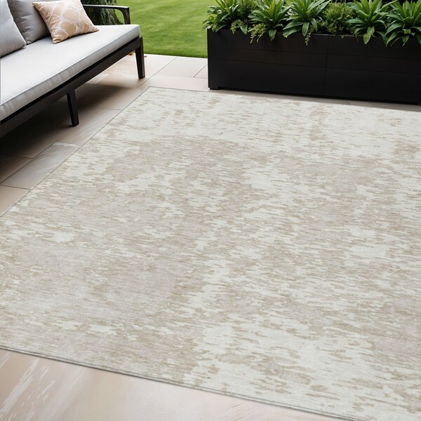 Homeroots 5' X 8' Ivory And Off White Abstract Washable Indoor Outdoor Area Rug 612750 - main