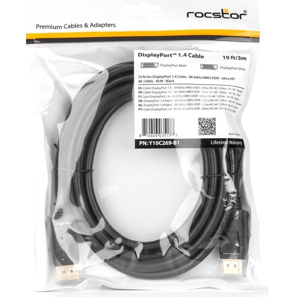 Rocstor PREMIUM 10FT 3M DISPLAYPORT 1. Y10C269-B1 - main