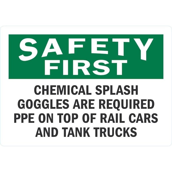 Lyle Chemical Splash Goggles Are Required PPE On Top Of Rail Cars, 5x3.5, Non-Reflective, White G-16754-ND_5x3.5 - main