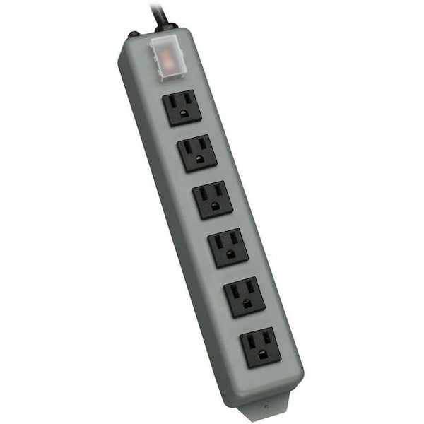 Tripp Lite Outlet Strip, Industrial, 6 5-15R, 5-15P, 15 ft., Gray UL24CB-15 - main