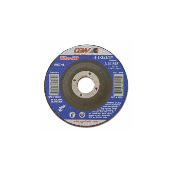 Cgw Abrasives Depressed Center Wheel, 7 in Dia, 1/4 in Thick, 5/8 in Arbor, 24 grit, 10PK 421-35641 - main