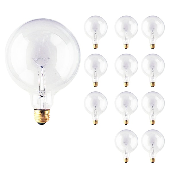 Bulbrite Incandescent Dimmable 25W Globe G40 Bulbs, Clear Glass, Medium E26 Screw Base, 2700K, 12PK 861011 - main
