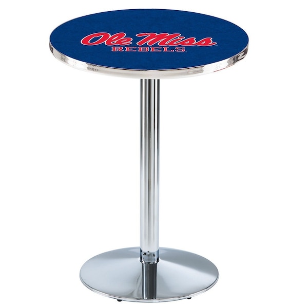 Holland Bar Stool Co 42" Chrome Ole' Miss Pub Table, 36" dia. Top L214C4236MssppU - main