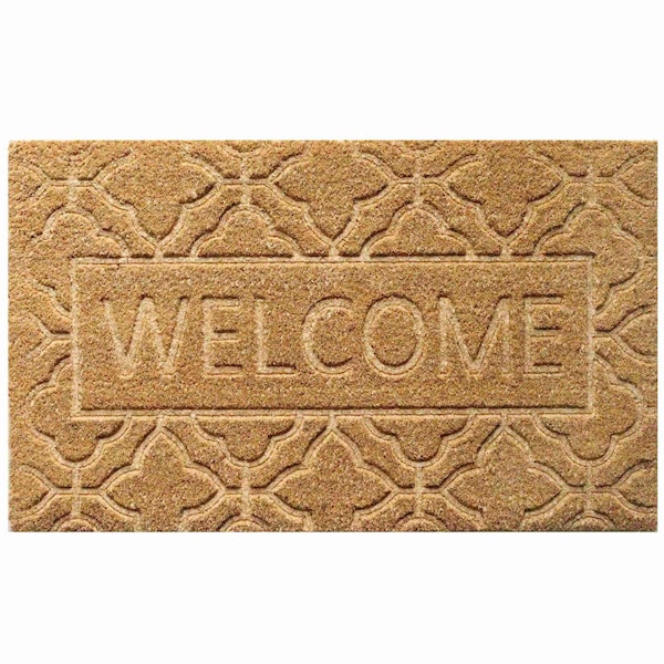 Gardenised Heavy Duty Coco Coir Doormat with Non Slip PVC Baking Embossed Design, Cozy Welcome QI004882 - main