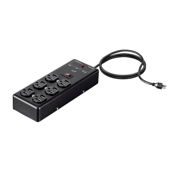 Monoprice Outlet Strip, Surge, 5-15R, 5-15P, 6 ft., Black 35100 - main