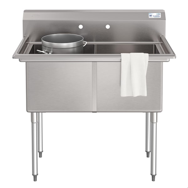 Koolmore 42 in. 16-Gauge 2-Compartment Commercial Sink with Backsplash, Bowl Dimensions 18''x18''x14'' KM-SB181814-N316 - main