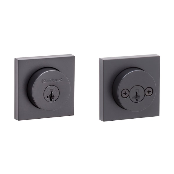 Kwikset Halifax Square Rose Double Cylinder Deadbolt SmartKey with 6AL Latch and STRKP Strike Pack 159SQT-514S.STRKP - main