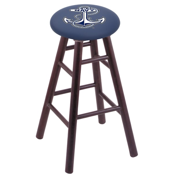Holland Bar Stool Co Oak Counter Stool, Dark Cherry Finish, US Naval Academy NAVY Seat RC24OSDC - main