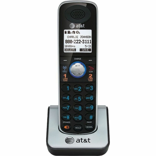 Att AT&T TL86009 DECT 6.0 Accessory Handset for AT&T TL86109, Black - Cordless - Headset Port - Silver TL86009 - main