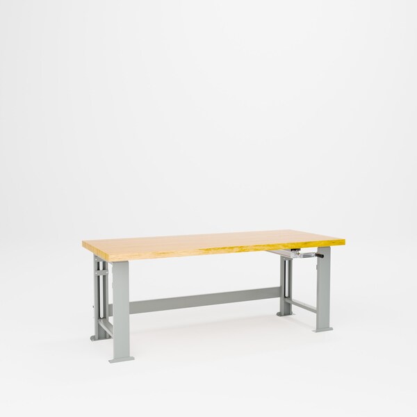 Pucel Hardwood Top Hydraulic Bench, 72 in W x 30 in D x 41 in H, Manual, Putty HBW-3072-M12 - main