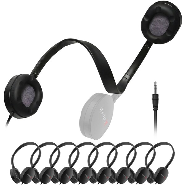 Venturex 3.5mm Kids Learning Stereo Phone & Computer Headphone, Black, 50PK K22 - main