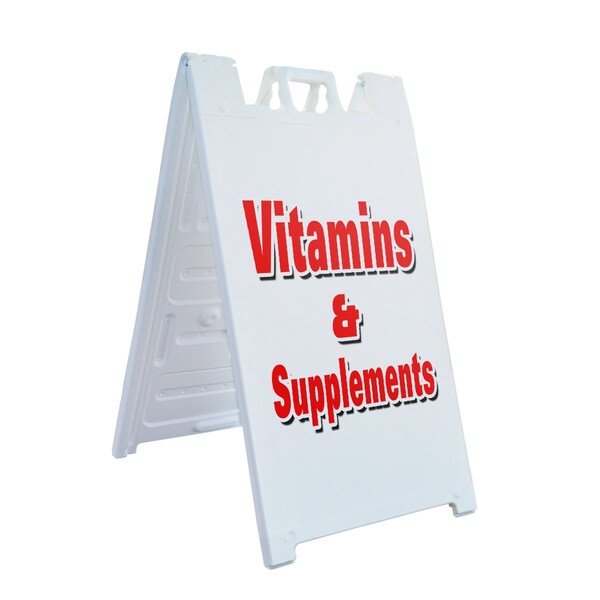 Signmission Vitamins & Supplements, A-Frame & 2 Decals Installed, Heavy-Duty Plastic Frame SBHD-D-2436-Vitamins & Supplements - main