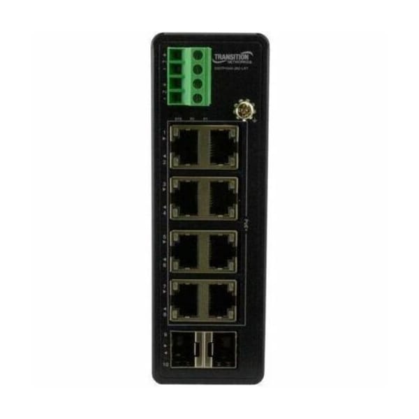Transition Networks HARDENED UNMANAGED SWITCH, 8-PORT GE POE+, 2 SFP, 240W POE, 54VDC, - 40 - 75C SISTP1040-382-LRT - main