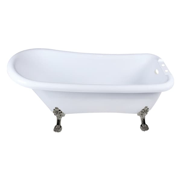 Kingston Brass 67-Inch Acrylic Classic Flat-Rim Single Slipper Clawfoot Tub, 7-Inch Faucet Drillings VT7DE672826WAC8 - main
