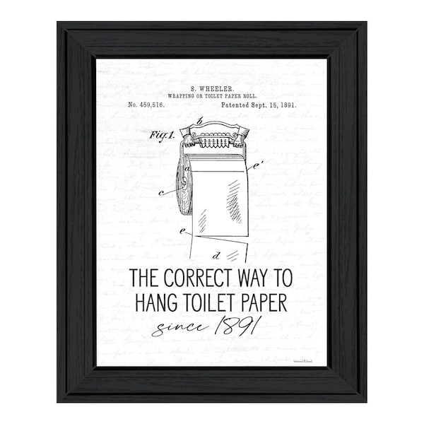 Homeroots Correct Way to Hang Toilet Paper Black Framed Print Bathroom Wall Art 530088 - main