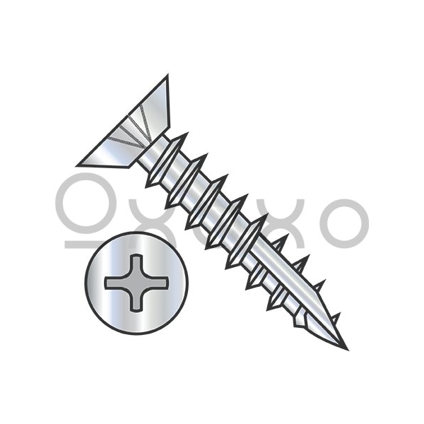 Oxoxo 7-12X5/8 Phillips Flat Undercut Deep Thread Wood Screw Type 17 Full Thread Zinc Bake, 10000PK 559033 - main