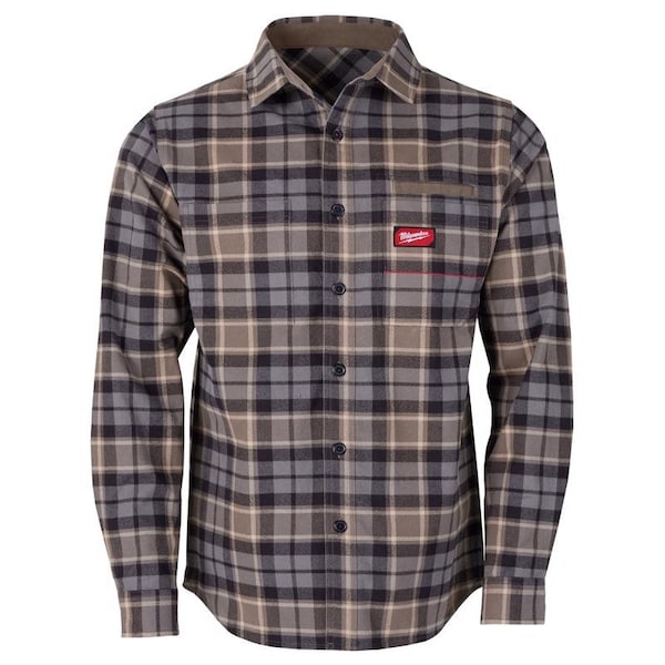 Milwaukee Hand Trucks Gridiron XL Long Sleeve Men's Collared Gray Flannel Shirt M551G-XL - main
