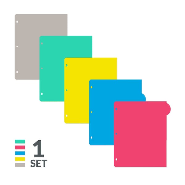 C-Line Products 8-1/2" x 11" Heavyweight Poly Binder Index Dividers, 5/ST, 12ST/BX, 6BX/CT 05730-BX - main