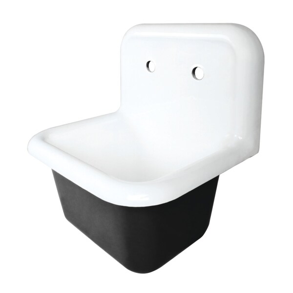 Kingston Brass 22" Cast Iron Single Bowl Wall Mount Utility Sink, White GCLWS221811 - main