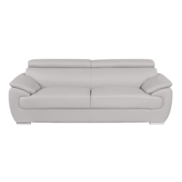 Homeroots 86" Light Gray Top Grain Leather Sofa 721566 - main