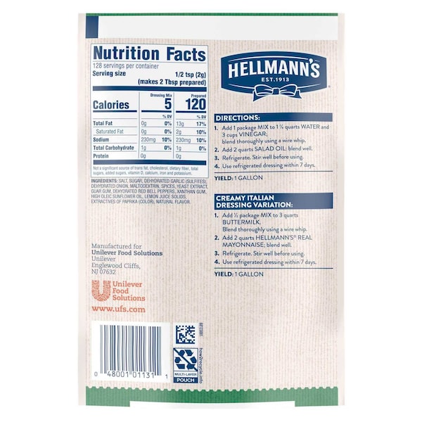 Hellmanns Italian Salad Dressing Dry Mix Pouch, 9.2 Ounce, 12PK 67860203 - main
