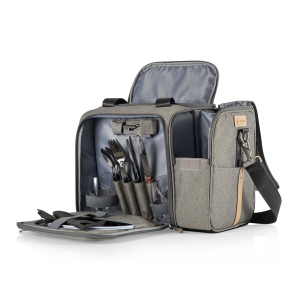 Picnic Time Family Of Brands Malibu PT Frontier Edition Picnic Basket Cooler, Heathered Gray with Black Accents 508-24-105-000-0 - main