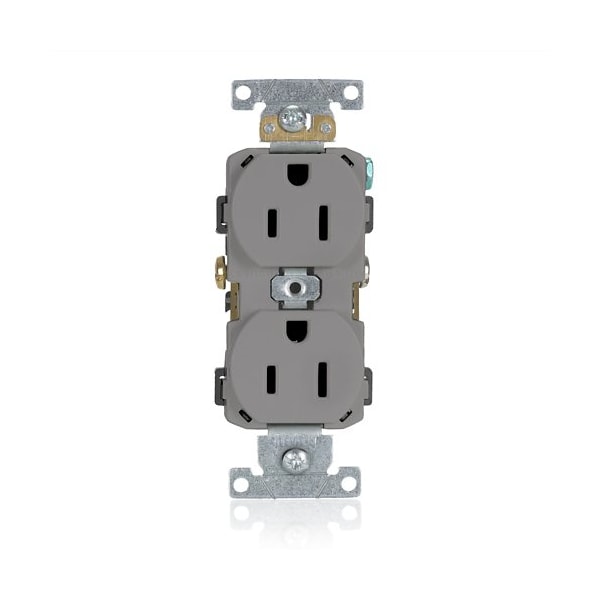 Leviton Duplex Receptacle Outlet, 15A, Gray, 125V CR015-GY - main