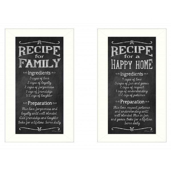 Homeroots Set Of Two Family Recipe White Framed Print Wall Art, 2PK 405658 - main