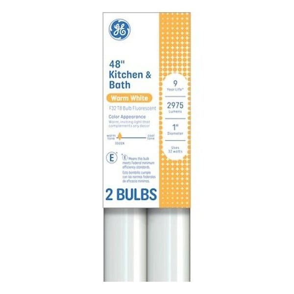 Ge Tube Light Bulb, 32 W, T8 Linear Lamp, G13 Bi-Pin Lamp Base, 2975 Lumens, 3000 K Color Temp, PK2 93130668 - main