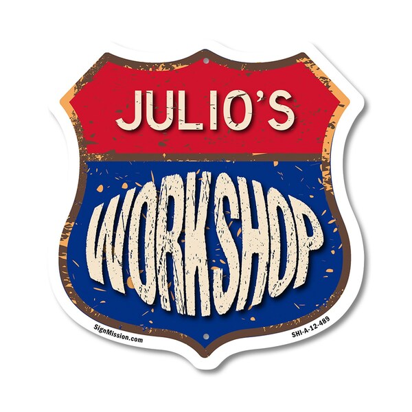 Signmission Julio's Workshop, 12 Inch X 12 Inch, Aluminum Metal Sign SHI-A-12-489-JULIO - main