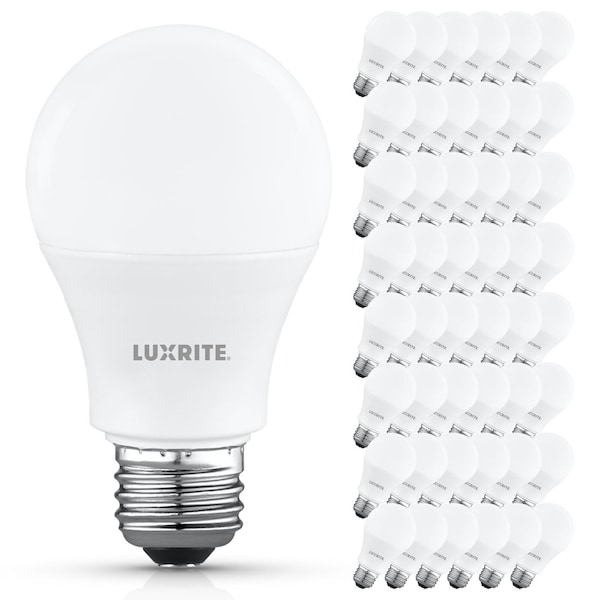 Luxrite A19 LED Light Bulb 60 Watt Equivalent, Non-Dimmable, 2700K Warm White, 800LM, Standard LED, 48PK LR21530 - main
